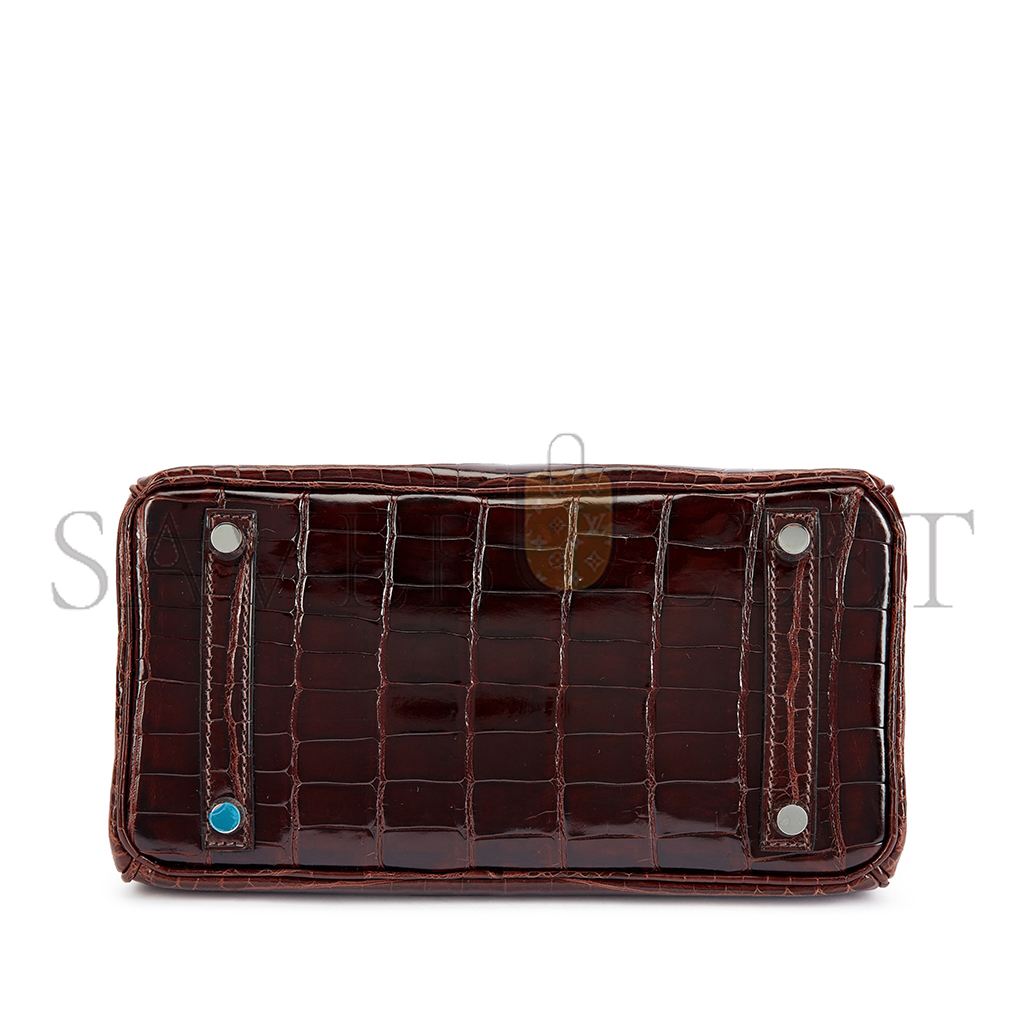 HERMÈS MASTER BIRKIN 30 CROCODILE LEATHER BORDEAUX RED SILVER BUCKLE H041367CK9O (30*22*16cm)